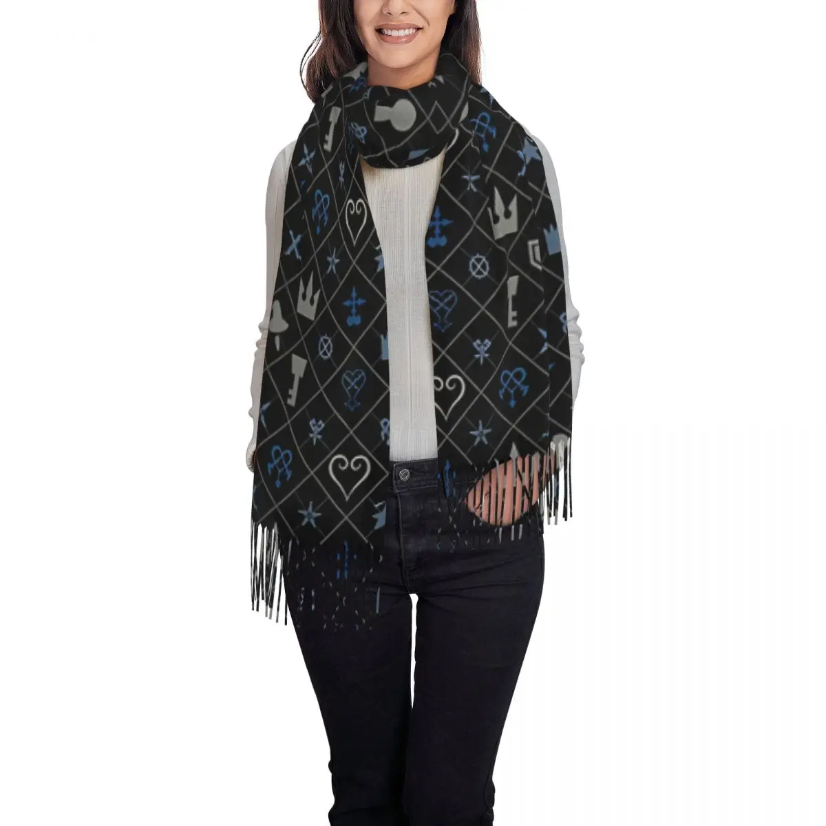 Long Autumn KH Pattern Neck Shawl Birthday Female Warm Outwear Echarpe