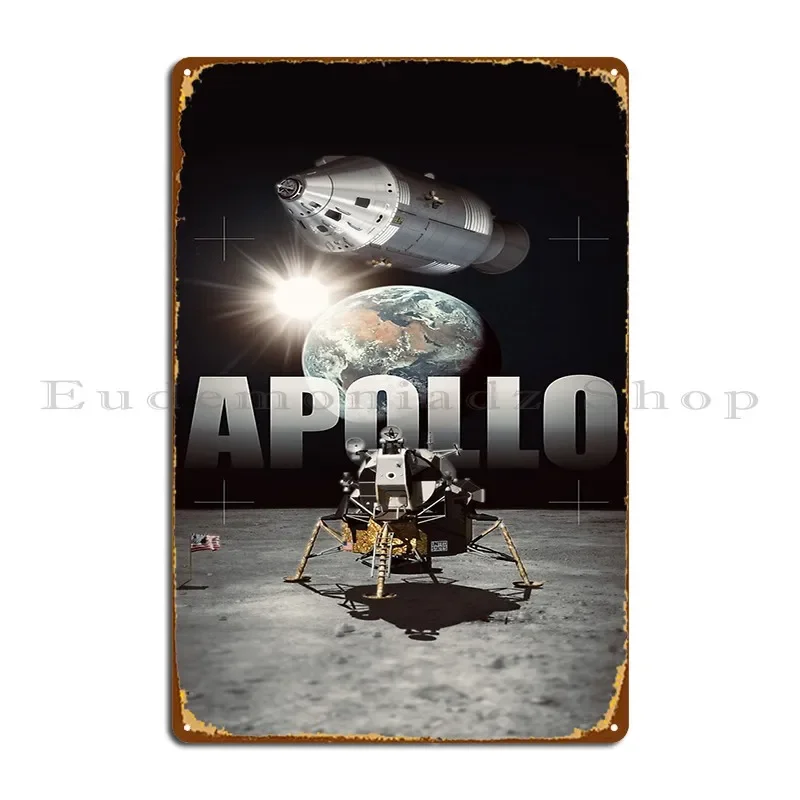 Apollo 11 Artwork Illustration Art Metal Plaque Printed Club Cinema Wall Plaque Garage Tin Sign Poster
