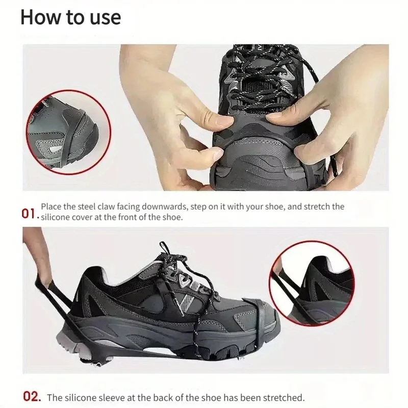 Picture 6: 1Pair Ice Gripper Spike for Shoes Winter Outdoor Anti-Slip Hiking Mountain Climbing 8 Teeth Snow Crampons Anti-slip Shoe Covers