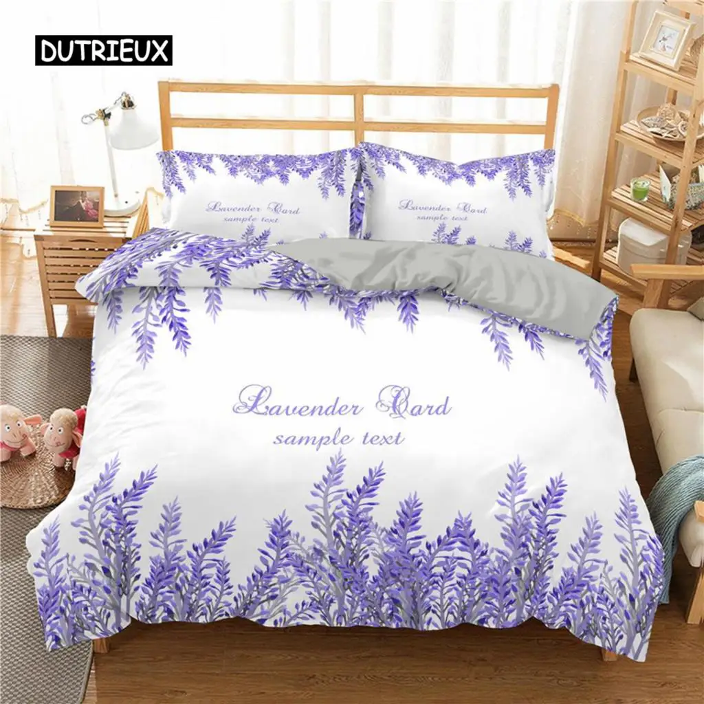 

Lavender Duvet Cover Set King Size Purple Flower Romantic and Beautiful Bedding Set for Girls Women 2/3pcs Polyester Quilt Cover