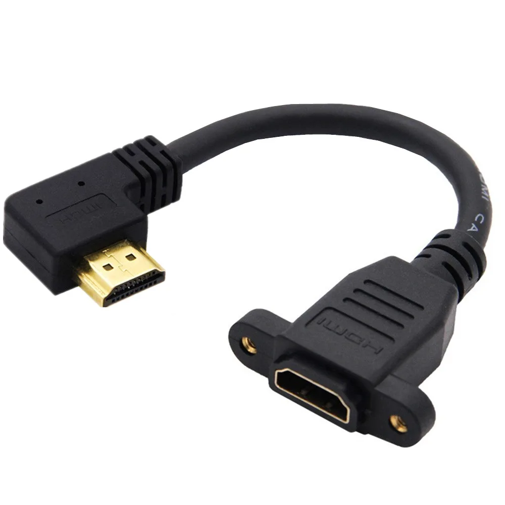 Câble d'extension mâle à femelle résistant, compatible HDMI, 2.0V, 4K * 2K, angle 90, montage sur panneau avec trou de vis pour PSP HDTV