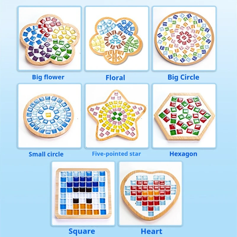 Bamboo Mosaic DIY Coasters Handmade Creative Material for Cup Tableware Mat Tray Placemat Mosaic Crystal Craft Tool Kit Kid Gift