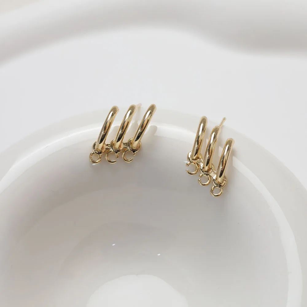 2Pair 14K Gold Plated Claw Ear Stud Simple Brass Earrings Silver Needle Jewelry DIY Making Supplies Material Accessories