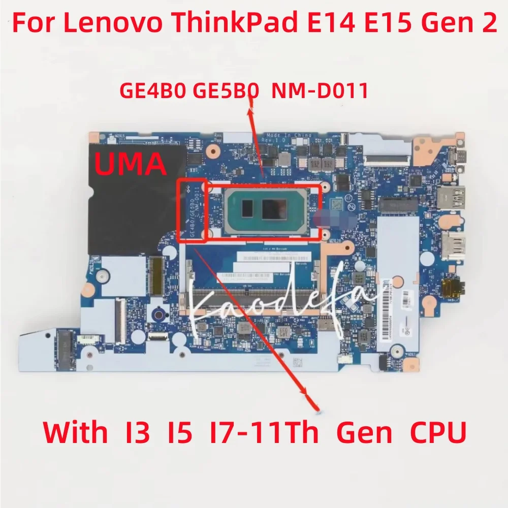 NM-D011 para Lenovo Thinkpad E14 E15 Gen 2 placa base para ordenador portátil con I3-1115G4 I5-1135G7 I7-1165G7 CPU UMA FRU: 5B21C71875