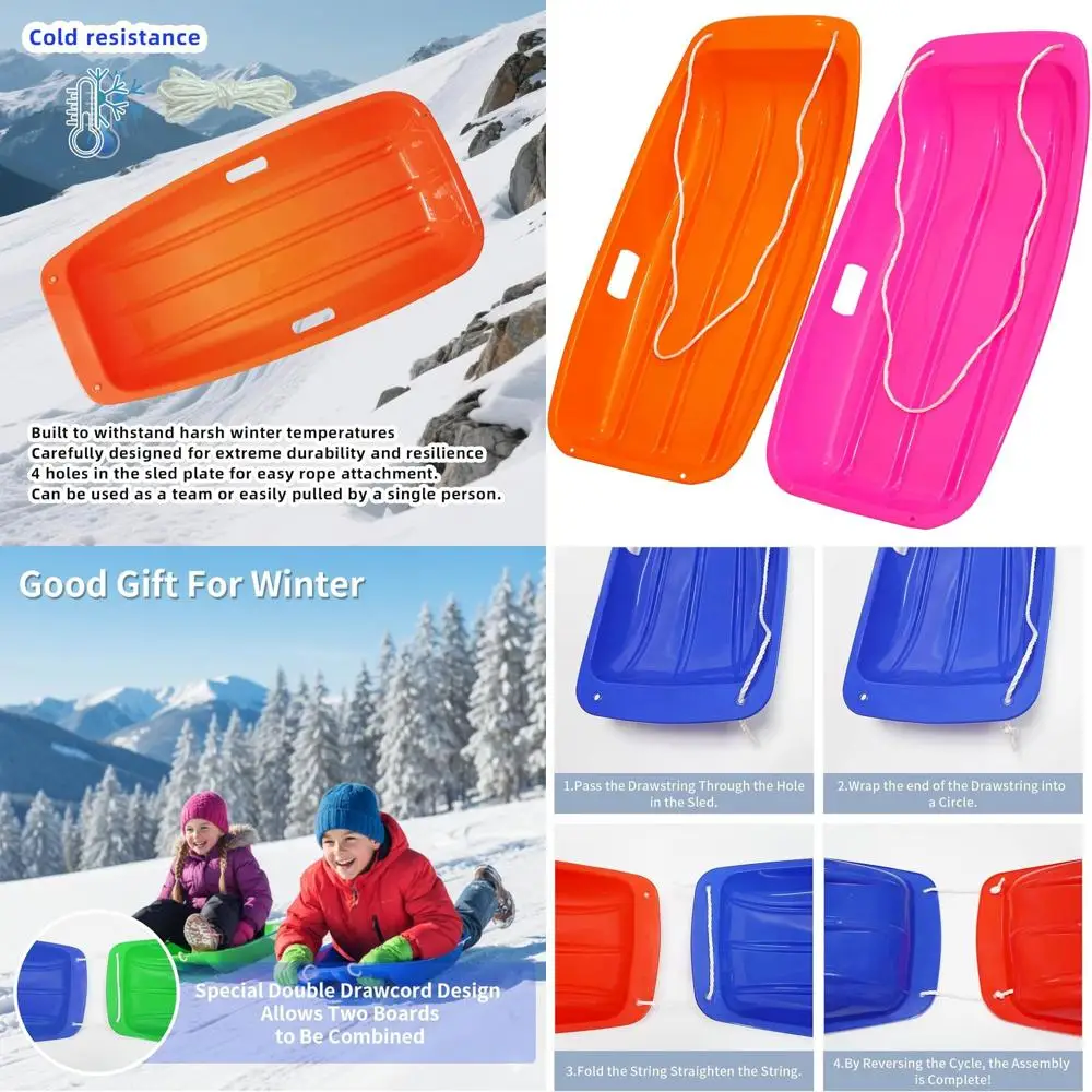 

Гибкие 35-сани для скоростного спуска для детей с морозостойким пластиком, сани с двойной ручкой и поводом