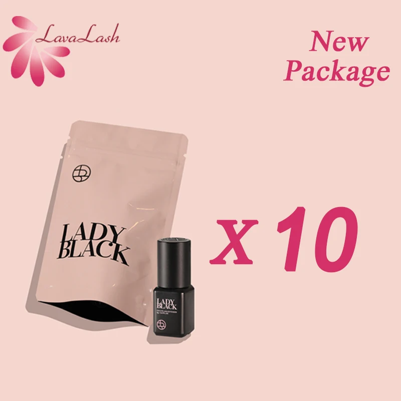 Lady Black Glue For Eyelash Extensions 5ml Original Iow Irritation Fast Drying for Sensitive Skin Korea Lash Glue 10 Bottles