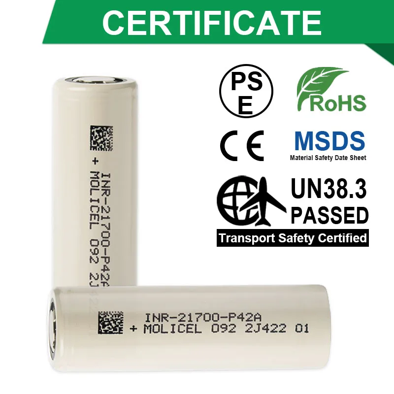 Original Molicel P42A 21700 Battery 4200mah High Capacity 30A/45A 3.7V INR 21700 Rechargeable lithium Batteries Power Bank