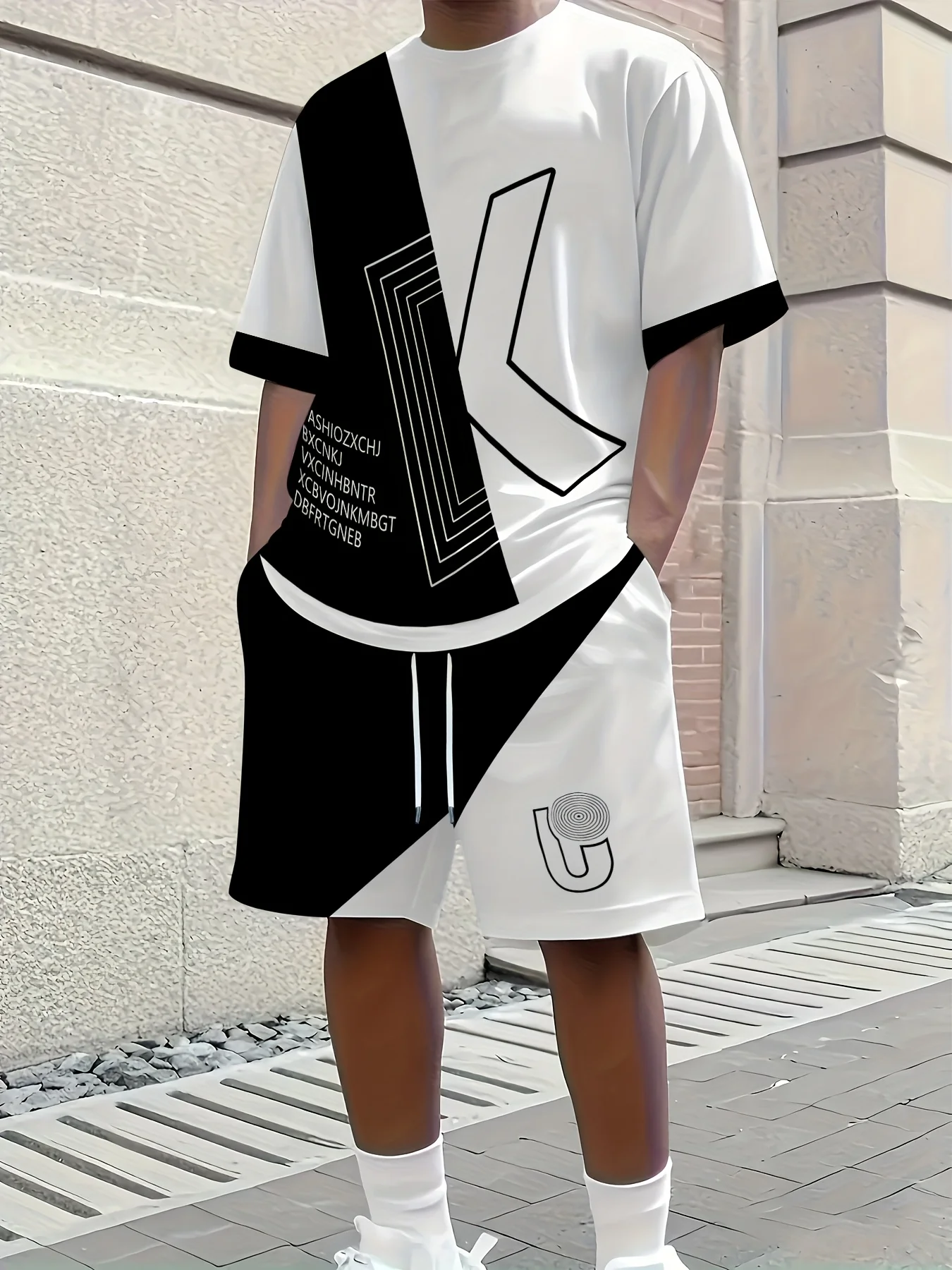 

A new summer 2025 streetwear casual fashion simple and lightweight 3D letter printed soft comfortable and breathable men's suit