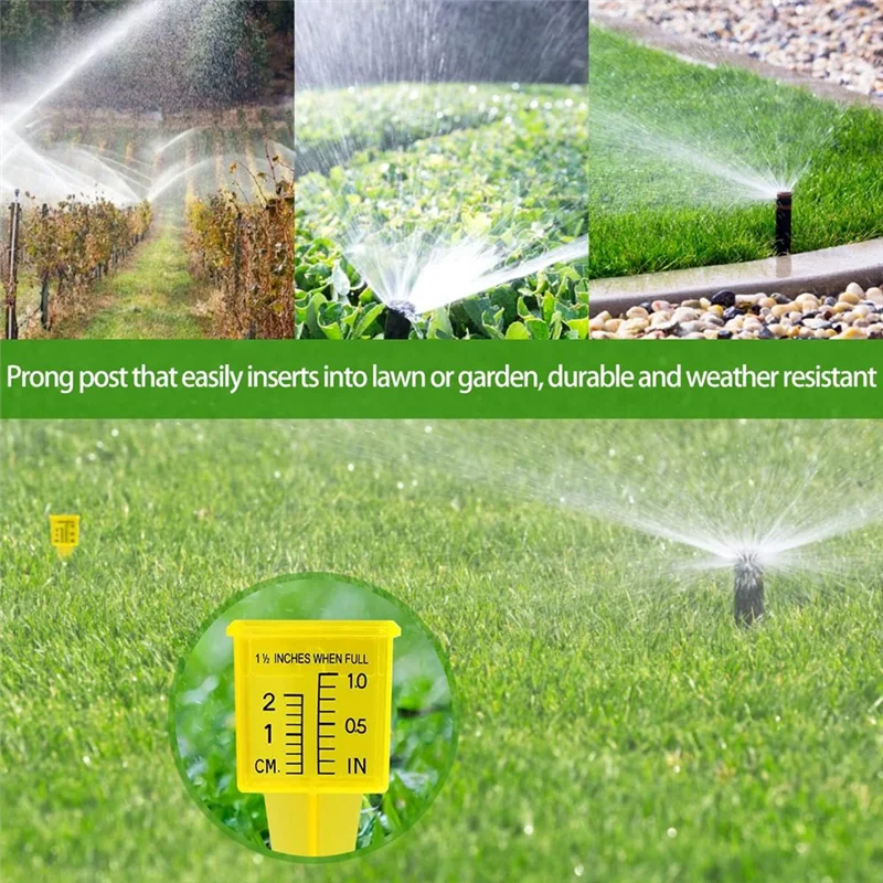 

B45C 20PCS Rain Gauge Reusable Garden Water Gauge Sprinkler Gauge Bright Yellow Lawn Rain Gauge Outdoor Water Measuring Tool Dur