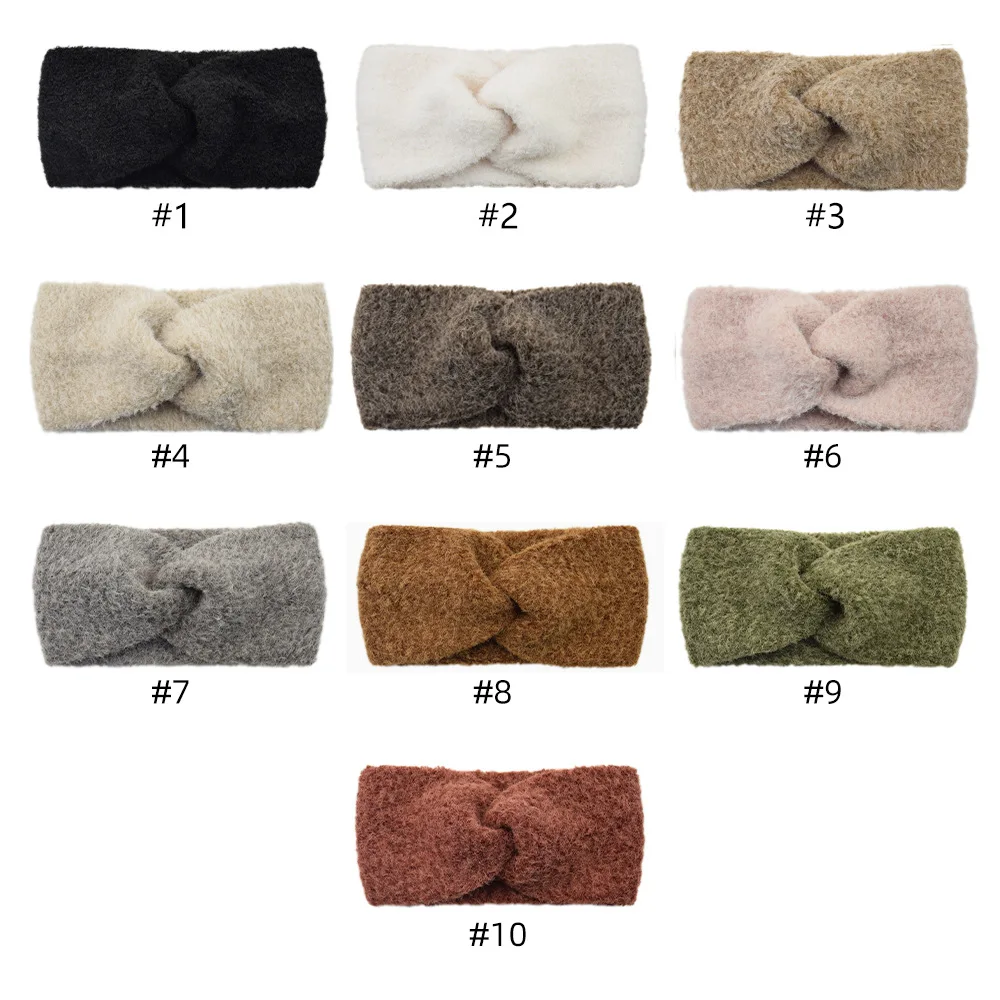 Winter Woolen Stirnbänder Weiche Elastische Ohr Wärmer Kreuz Headwrap Turban Breite Krempe Kopfbedeckungen für Frauen Mädchen Mode Haar Zubehör – Detail 2