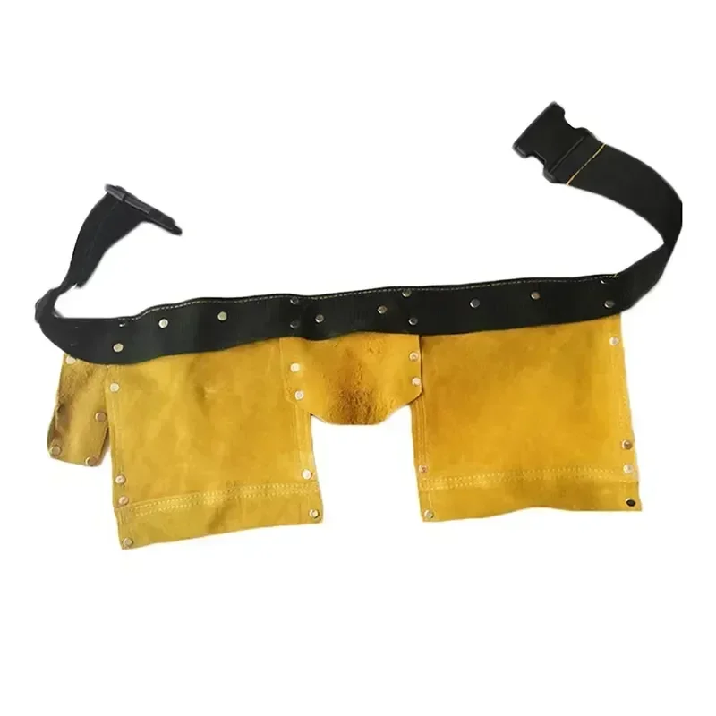 Portable Toolkit Waist Pouch Belt Leather Tool Belt Bag Quick Release Buckle Carpenter Construction Cowhide Tools Storage Bag