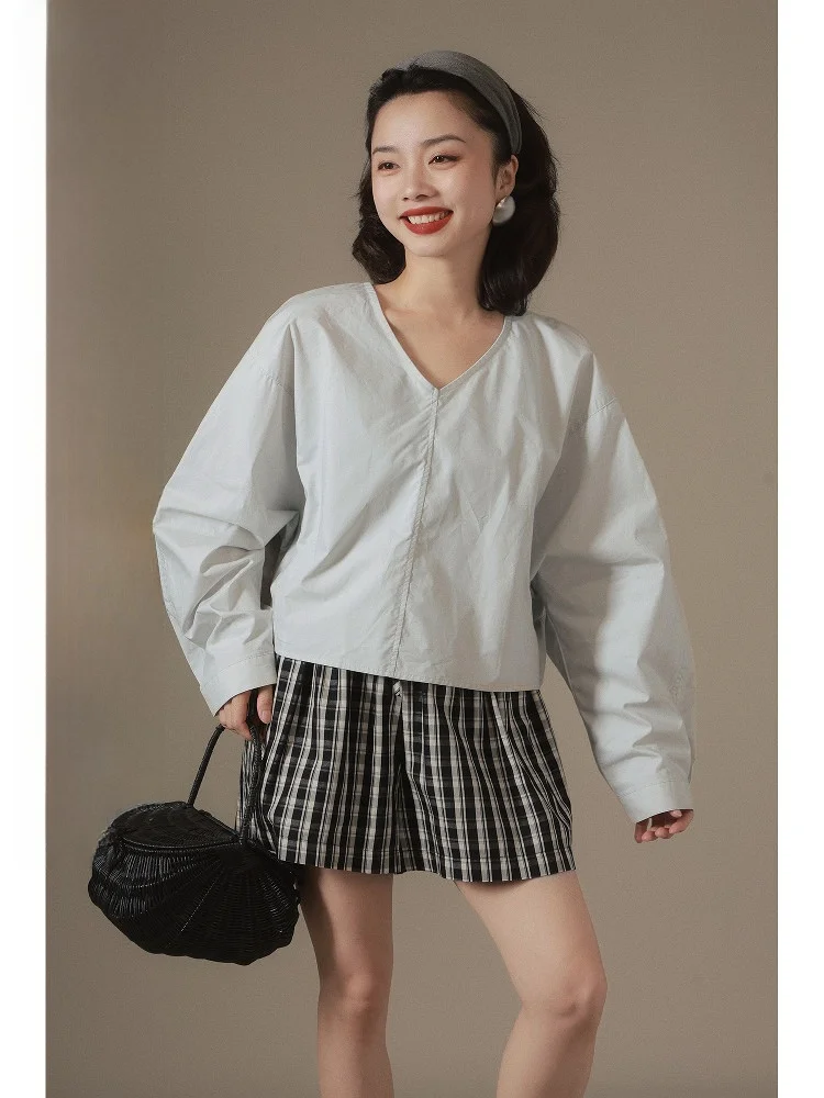 

Женский топ IVY YANGV-Ne Tie Design, свободного кроя, из хлопка, оригинальный дизайн, однотонный, лето 2025