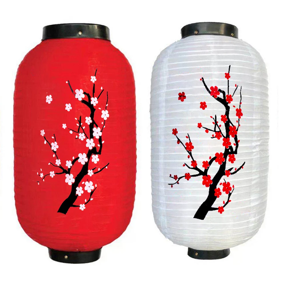 1Pair Plum Blossom Pattern Lanterns Chinese Traditional Lantern Light Sashimi Sushi Restaurant Home Hanging Cloth Lamps Decor