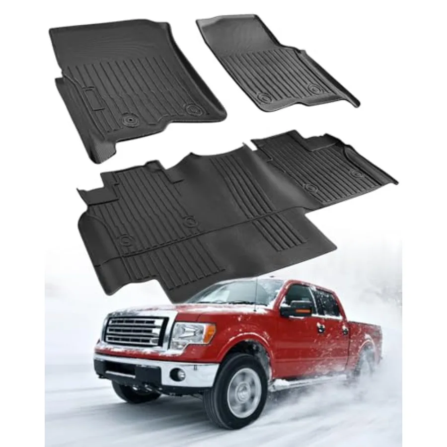 

Car Floor Mats for Ford F150 SuperCrew Cab 2004-2008 Lincoln Mark LT Crew Cab 2006-2008 Custom Fit All-Weather Full Coverage Fl