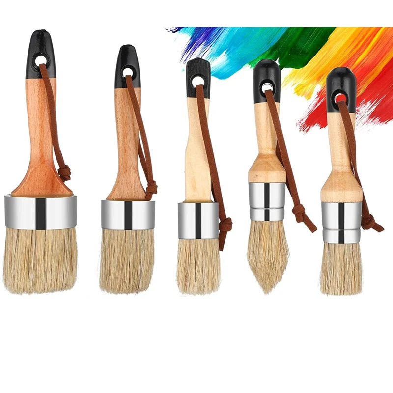 ABDE-11Pcs Chalk Stencil Brushes Set Wooden Handle Template Brushes For Chalk Paint Stencil Projects Furniture DIY Art Crafts