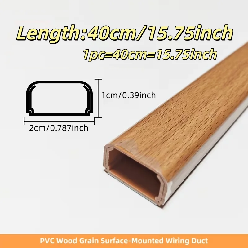 1pc 40cm/15.75inch Open Installation PVC Wood Grain Line Trough Open Installation Cable Beautify Decoration Open Wire Wire