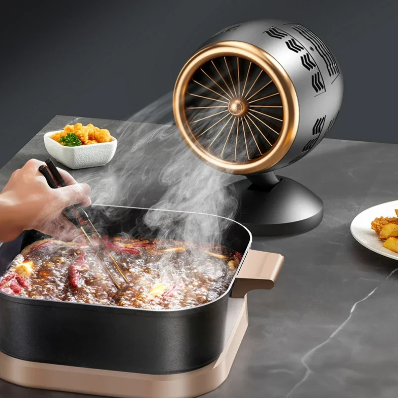 Desktop Black Gold Extractor Hood Portable Home Barbecue Hot Pot Range Hood Detachable and Replaceable Core Mini Smoking Machine