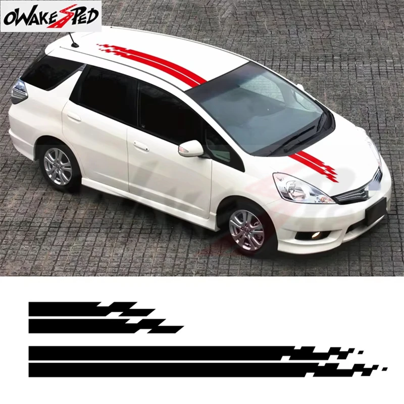 

2 шт. для Honda Shuttle, длинные полосы, Стайлинг, автомобильный капот, декор на крышу, наклейки, пленка, автокузов, внешняя тюнинговая наклейка, виниловые наклейки