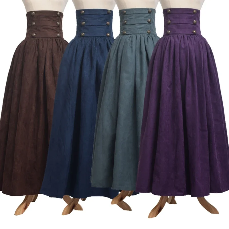 กระโปรงสตรีสไตล์เรอเนซองส์กระโปรงเอวสูงแนวสตรีมพังค์สไตล์วิคตอเรียนโกธิคเอ็มไพร์โลลิต้าวินเทจ