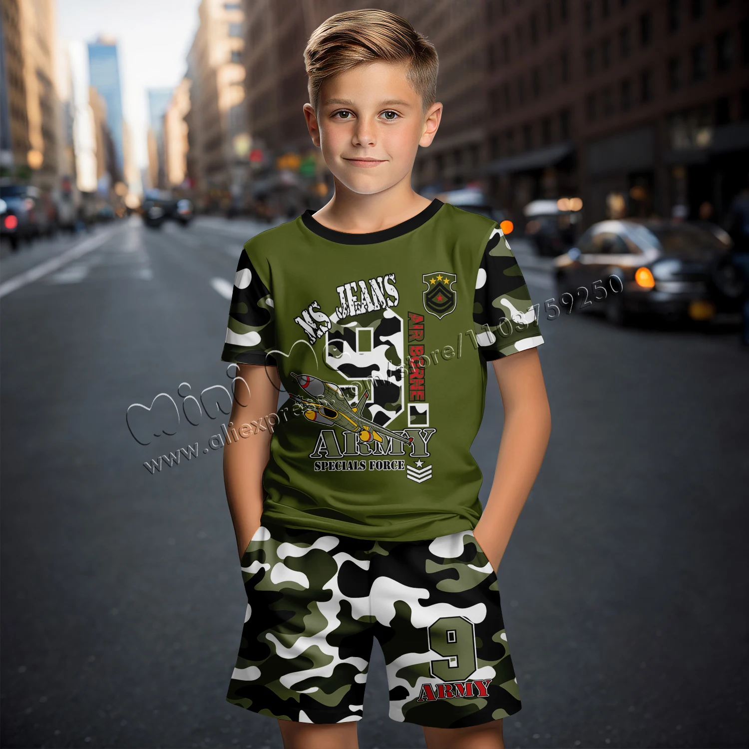 Camouflage 3d Pattern Sports Style Child Sets Sets for Children Children's Clothing Baby Summer Clothes 2024 Kids Clothes Set