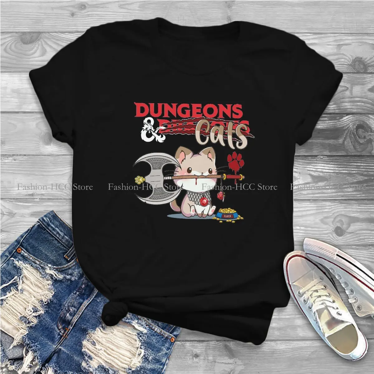 Dungeons Cats Special Polyester TShirt DND Game Top Quality Creative Gift Clothes T Shirt Short Sleeve