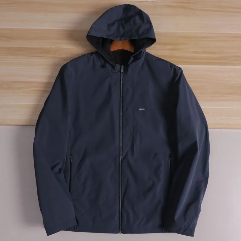 

Men's Outdoor Casual Hooded Jacket D-Series New Spring Autumn Bifacial Wear Windproof Polyester Fiber Standard Fit Zipper Clo...