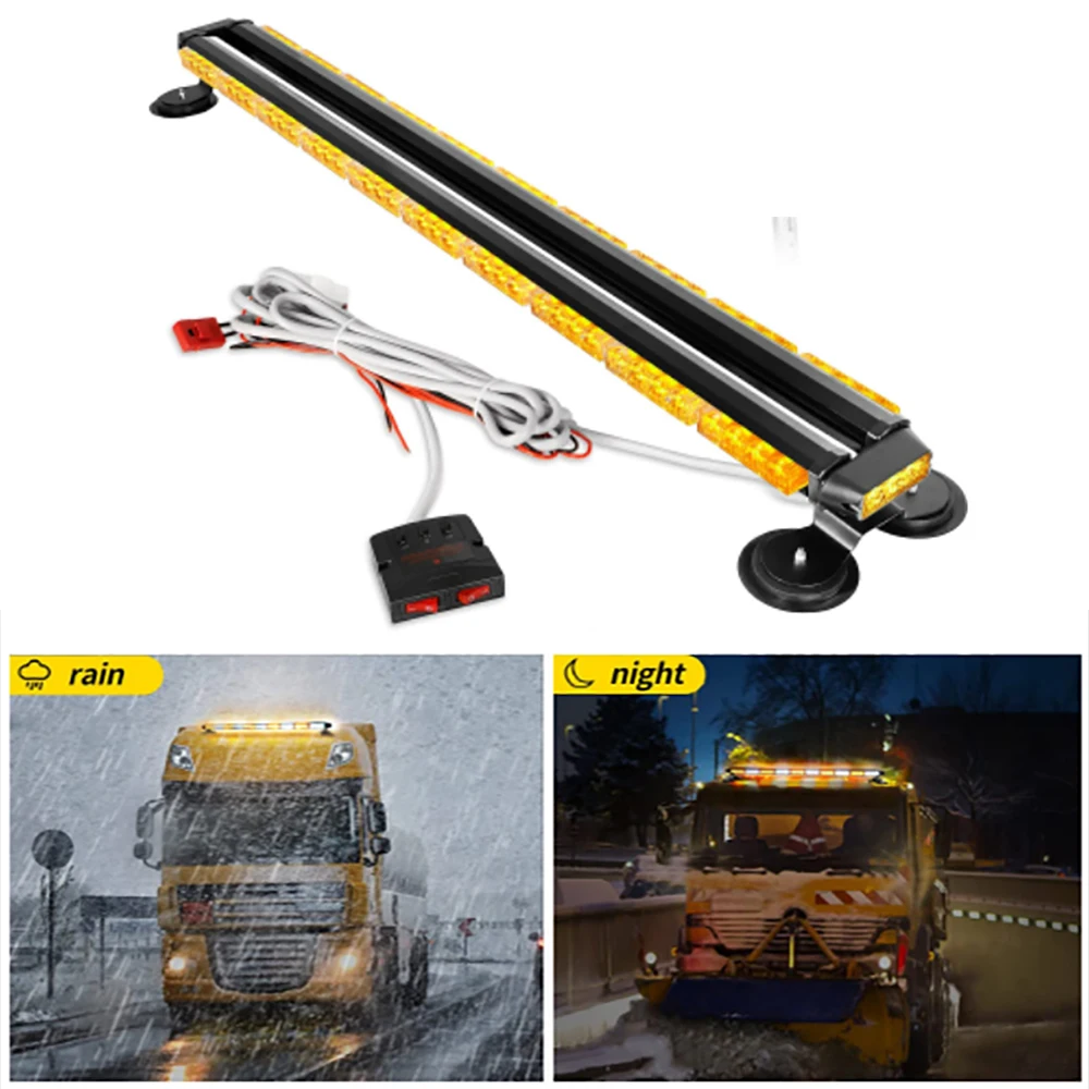 1pcs 12V Car LED Strobe Light Bar Yellow White 3 Models Rooftop Strobe Flashing Light Bar Truck Flashing Emergency Warning Light