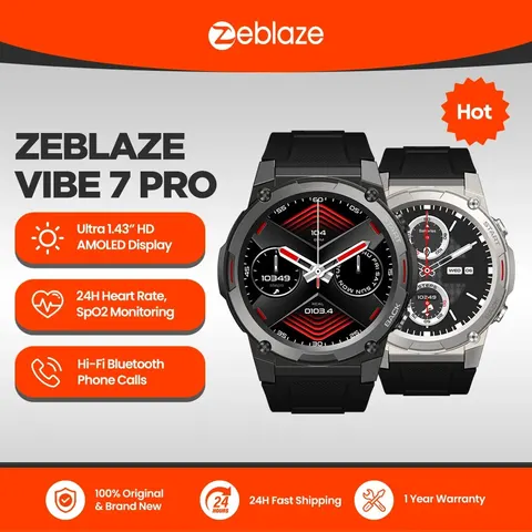 Смарт-часы Zeblaze VIBE 7 PRO с функцией голосовых вызовов, 1,43-дюймовым AMOLED-дисплеем, Hi-Fi, прочные спортивные умные часы для мужчин топ 10 mibro watch x1 - №10