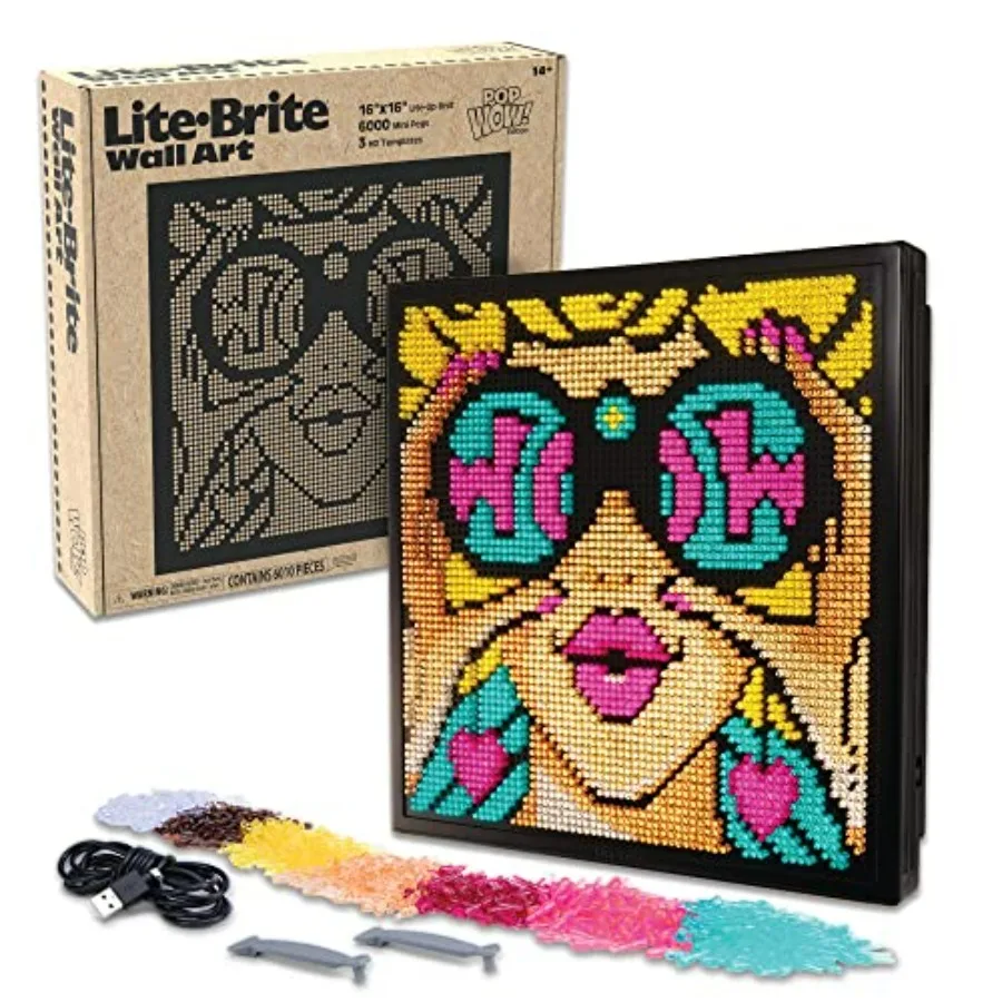 

Набор для творчества Wall Art POP Wow: 16x16 экранов, 6000 мини-пегов, 3 HD-дизайна. Отличный подарок для подростков и взрослых (от 14 лет). Набор для DIY-творчества для подростков и взрослых, для общежития.