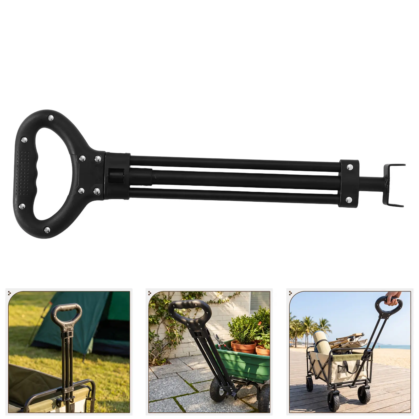 Folding Wagon Replacement Handle Telescopic Retractable Metal Pull Handle for Camping Garden Beach Trolley