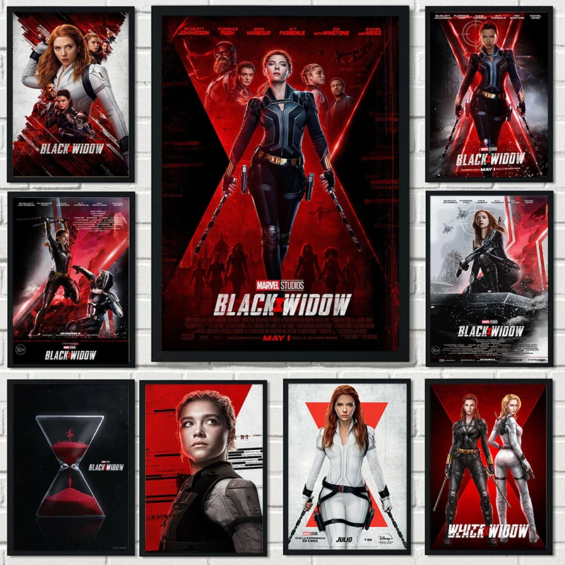 Black Widow Movie Canvas Paintings Marvel Avengers Superhero Posters Prints Wall Art Pictures for Living Room Wall Decor Cuadros