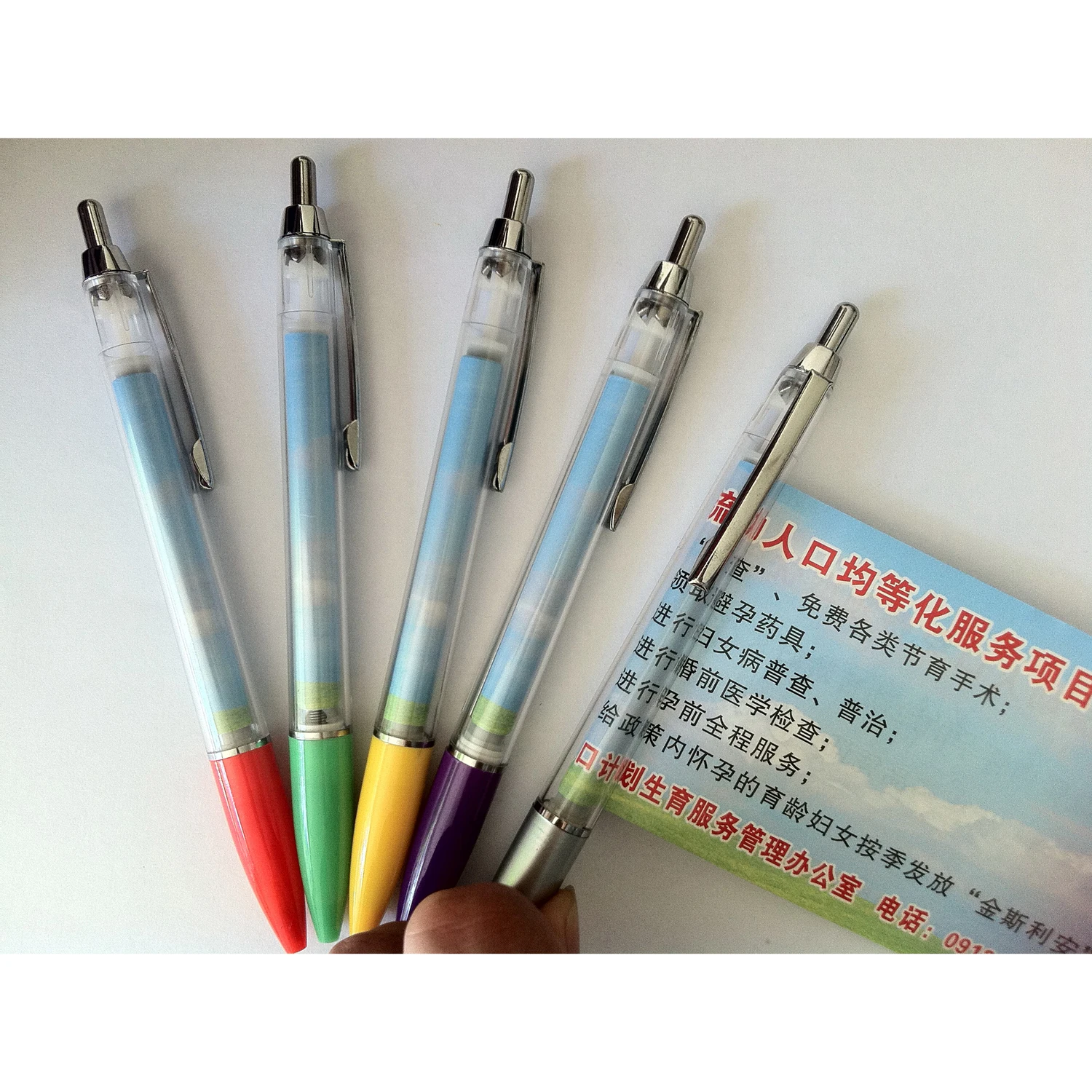 Promotional Plastic Calendar Pull out pen Custom Logo Rolling Flag Banner Pen