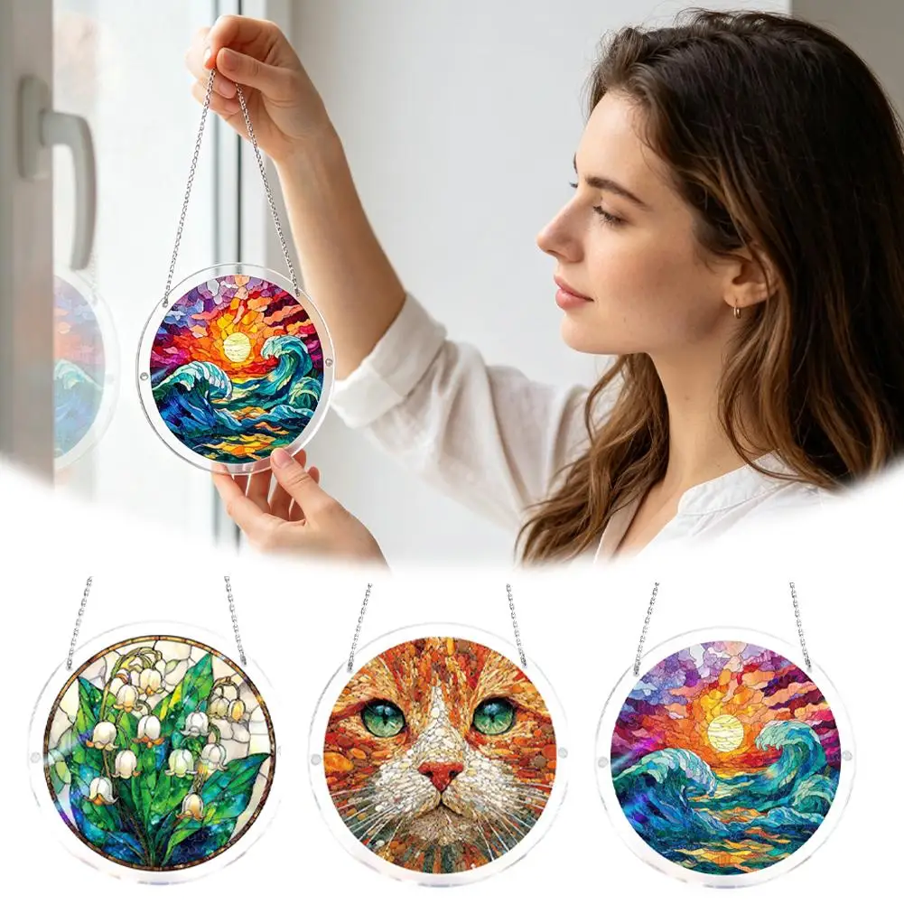 

Sun Catcher Garden Decor Acrylic Puzzle Suncatcher Window Hanging Birthday Gifts for Women Mom Home Ornament Decoration