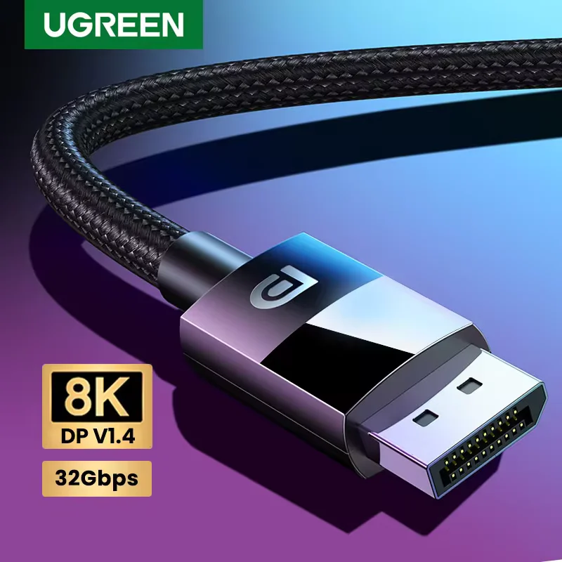 UGREEN DisplayPort Cable 8K DP 1.4 Adapter 2K165Hz 32.4Gbps Cable for PUBG Gaming Play for PC Computer Monitor Projector