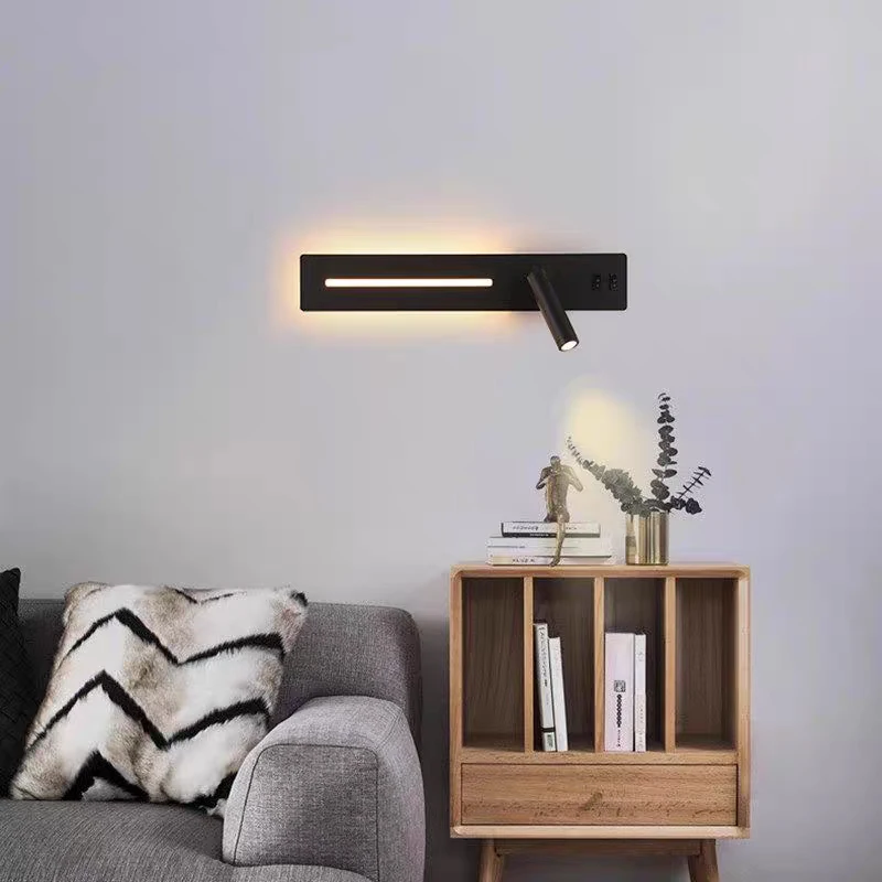 

LED Wall Light Interior Mobile Phone Charging USB Wall Lamps With Switch Bedroom Bedside Reading Lights Decoration Living Room