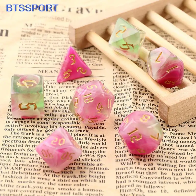 7pcs/set 7-Die Polyhedral Carved Pattern Dice Set D4 D6 D8 D10 D% D12 D20 For Game