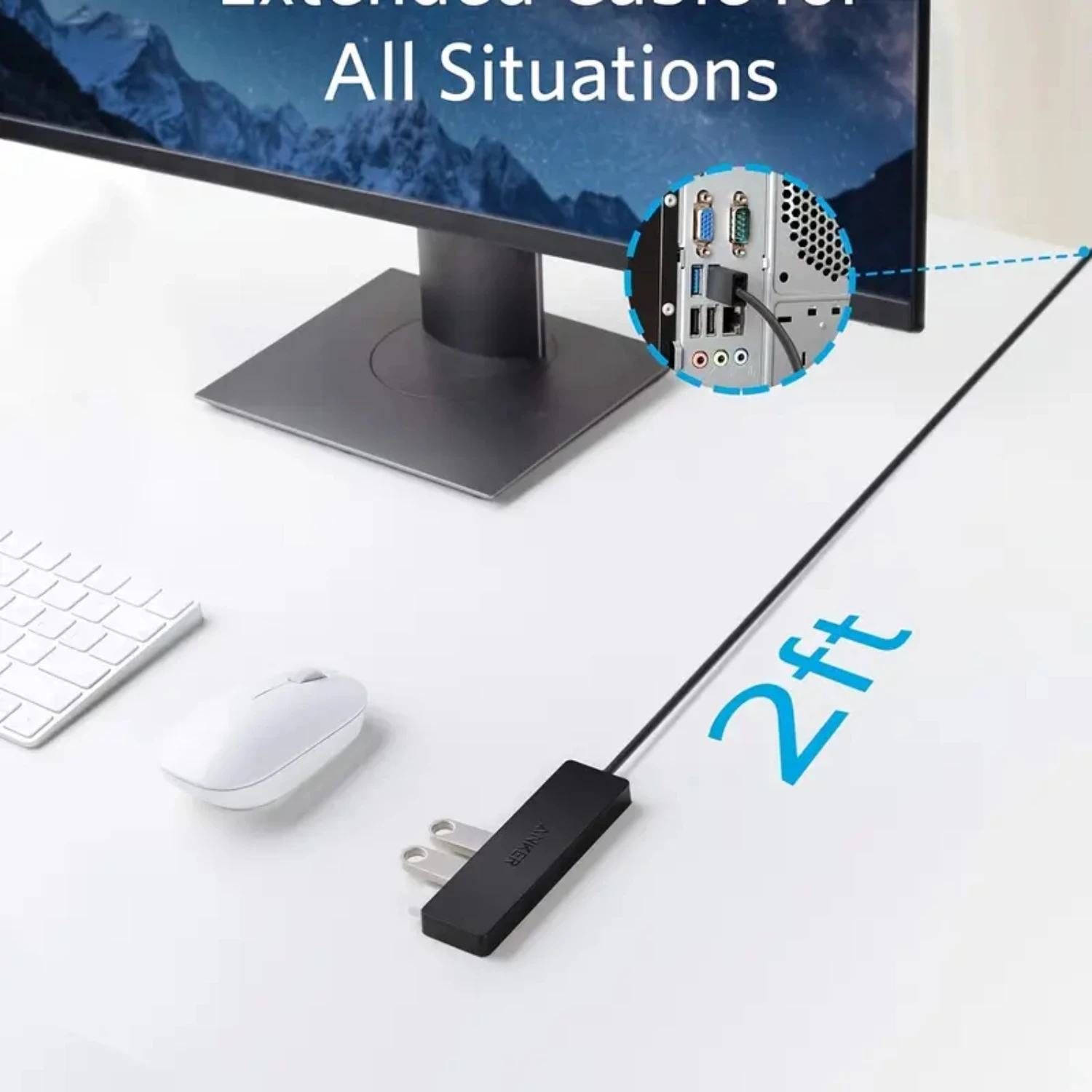 Anker 4-Port USB 3.0 Hub, Ultra-Slim Data USB Hub With 2 Ft Extended Cable [Charging Not Supported], For MacBook, Mac Pro, Mac M