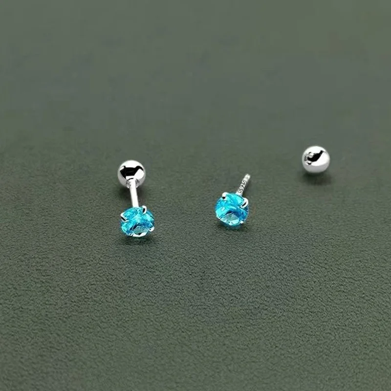 925 Sterling Silver 3/4/5MM Round Zircon Mini Stud Earrings For Women Classic Fine Jewelry Piercing Bone Ear Accessories view 6