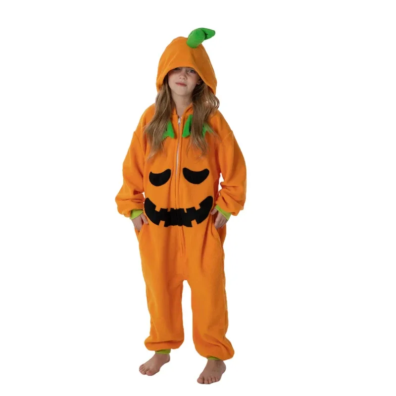 Niños cremallera Halloween calabaza monstruo Onesie Pijamas niños Animal Pijamas enteros dibujos animados Cosplay niñas disfraz de Kigurumi