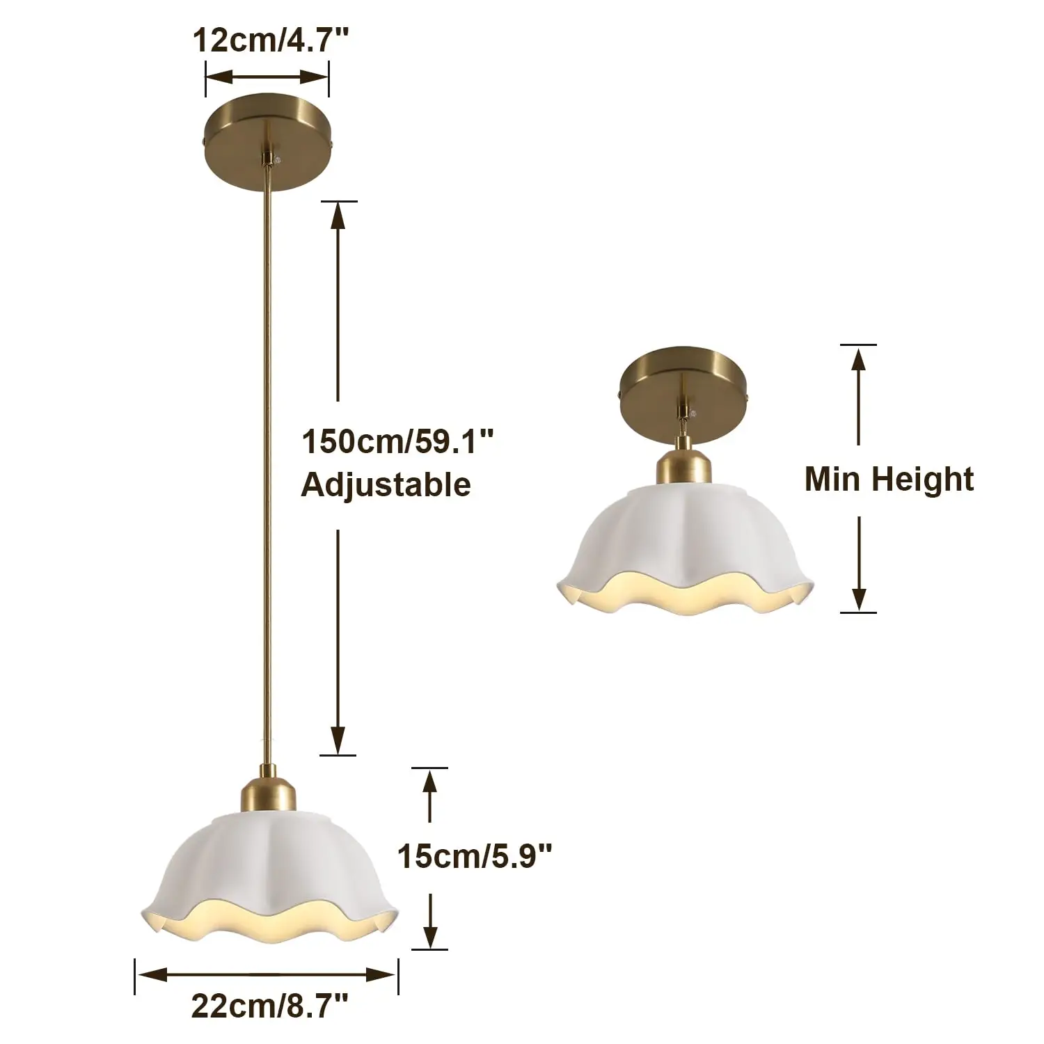Keramische Hanglamp Nordic Vintage Mid Century Moderne Hanglamp Witte Golf Keramische Kap Messing Afwerking Plafond Hanglamp