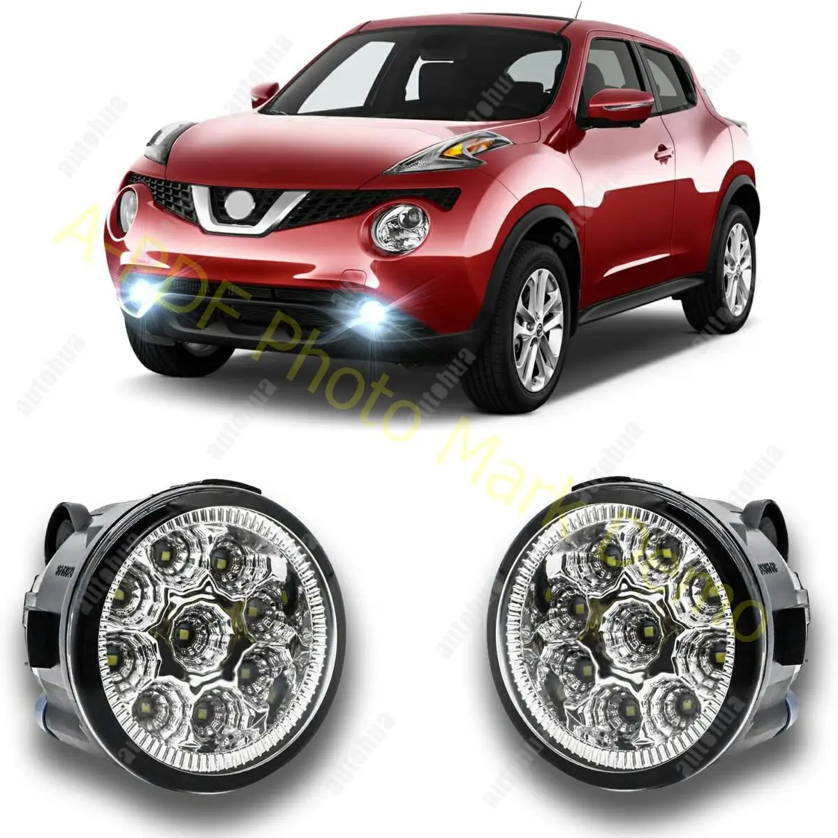 

Светодиодные противотуманные фары для Nissan Juke 2011-2014, пара бампера, противотуманные фары, замена дальнего света, 55 Вт, 6000 К, белый, Plug and Play DRL