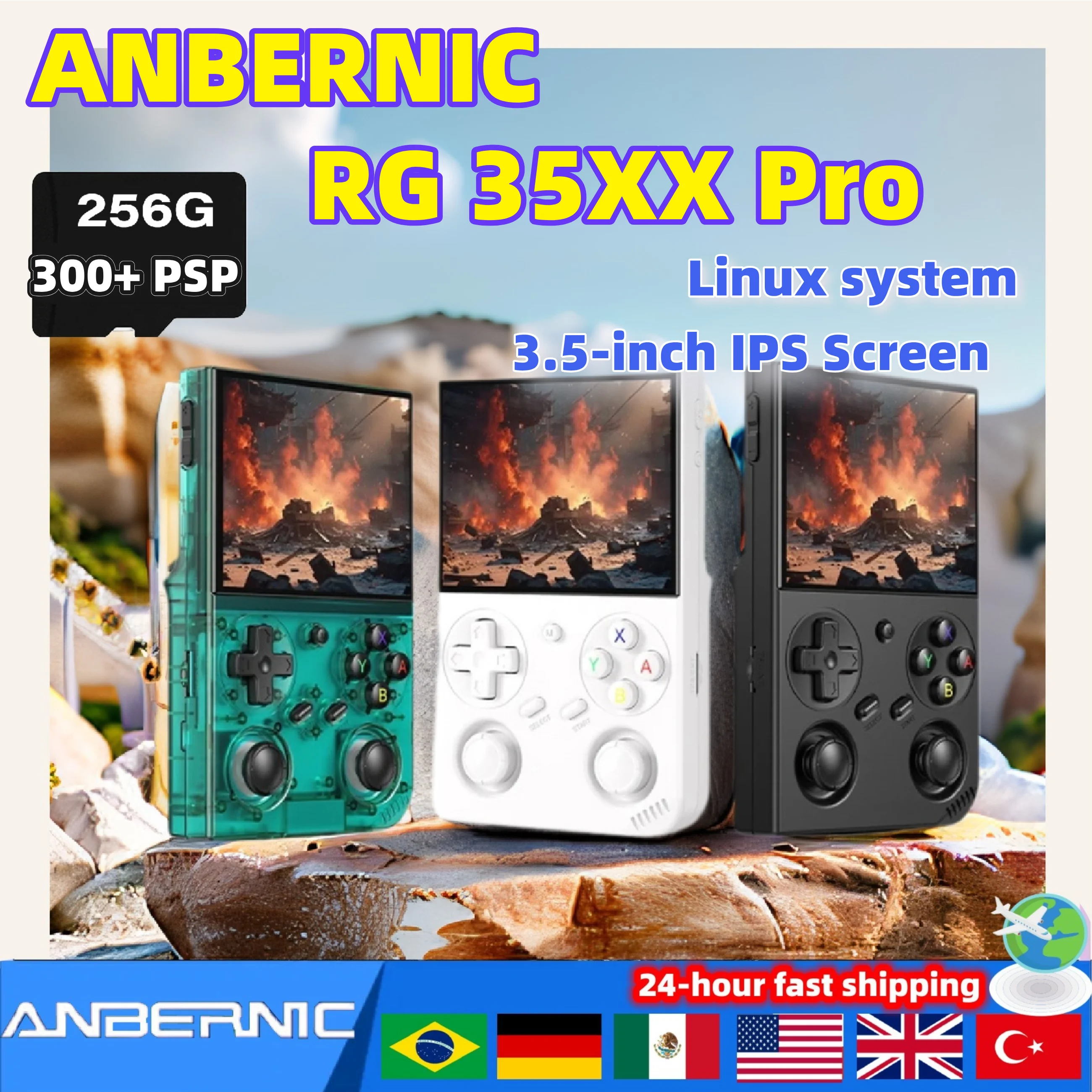 

Портативная игровая консоль Anbernic RG 35XXPRO Retro с 3,5-дюймовым IPS-экраном, 3200 мАч, Linux, 64-бит, Wi-Fi, PSP, RG35XX PRO, подарок