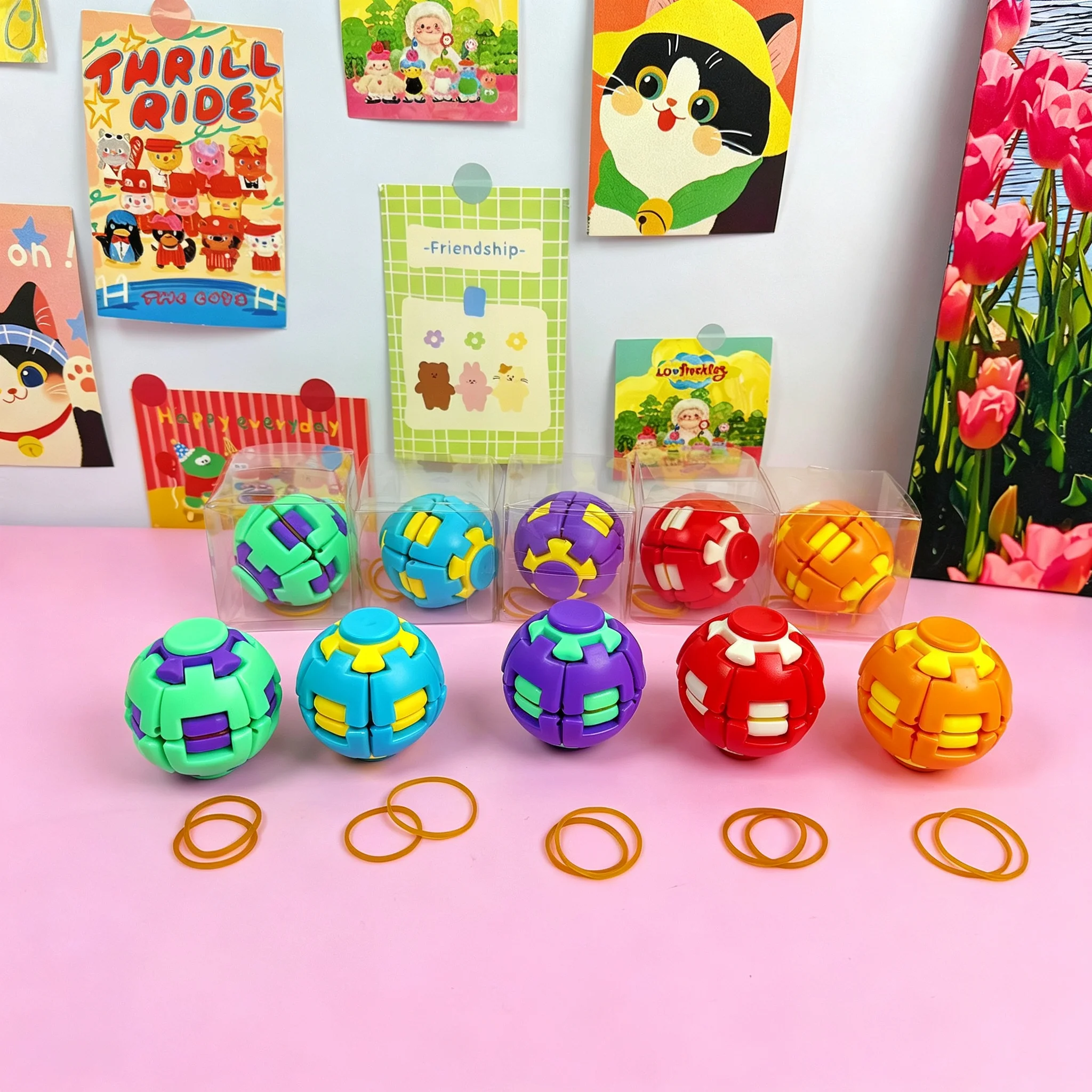 Spinning Fidget Ball Stress Relief Ball Two Color Press Rotatable Fidget Spinner Portable Stress Relief Anti Anxiety Toy Gift