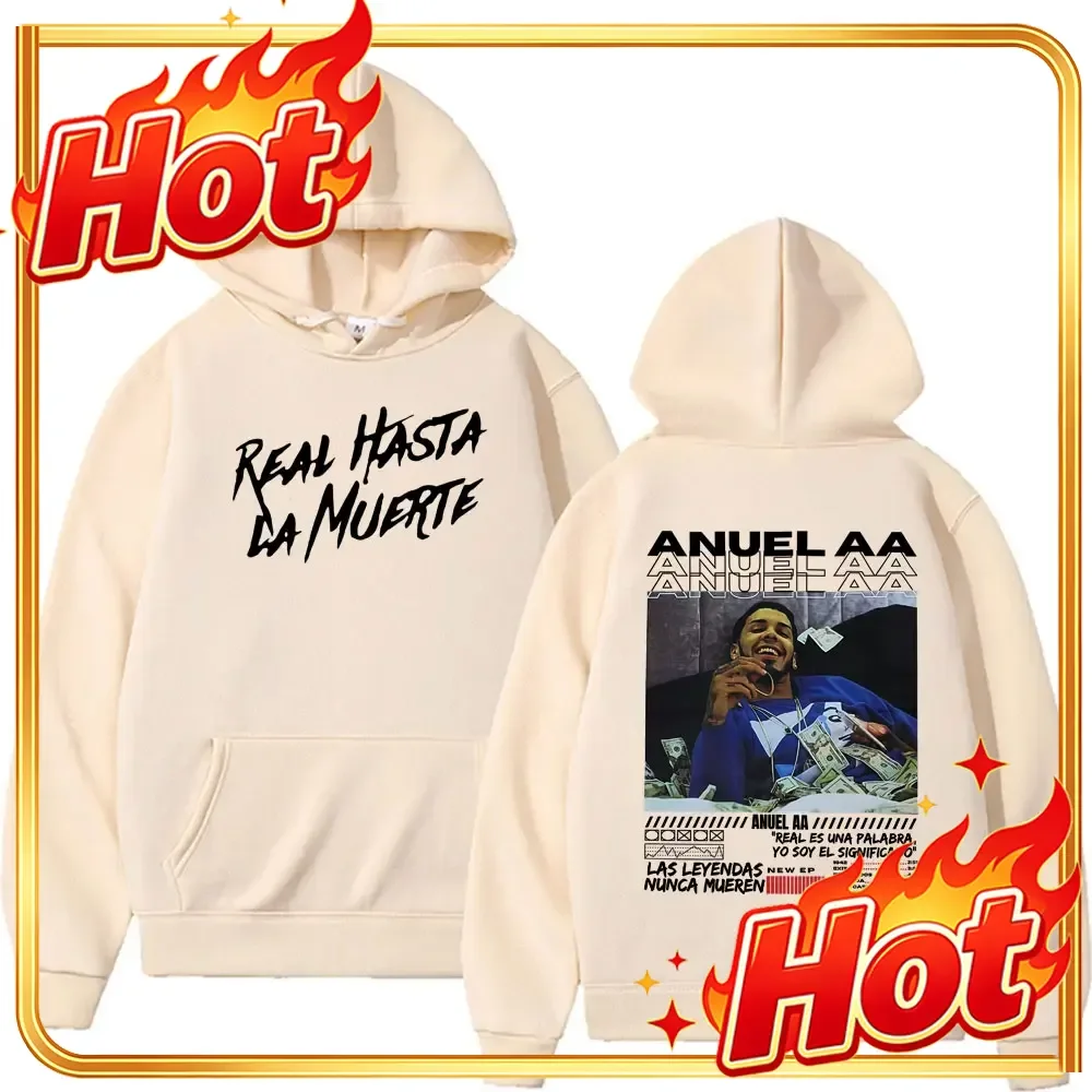 Rapper Anuel AA Real Hasta La Muerte Graphic Hoodie Men's Clothing 90s Vintage Fashion Pullovers Unisex Casual Loose Sweatshirts