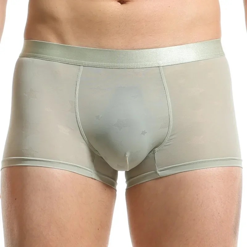 ملابس داخلية بوكسر جديدة للرجال، ملابس داخلية رجالية رفيعة وشفافة قابلة للتنفس من النايلون 858