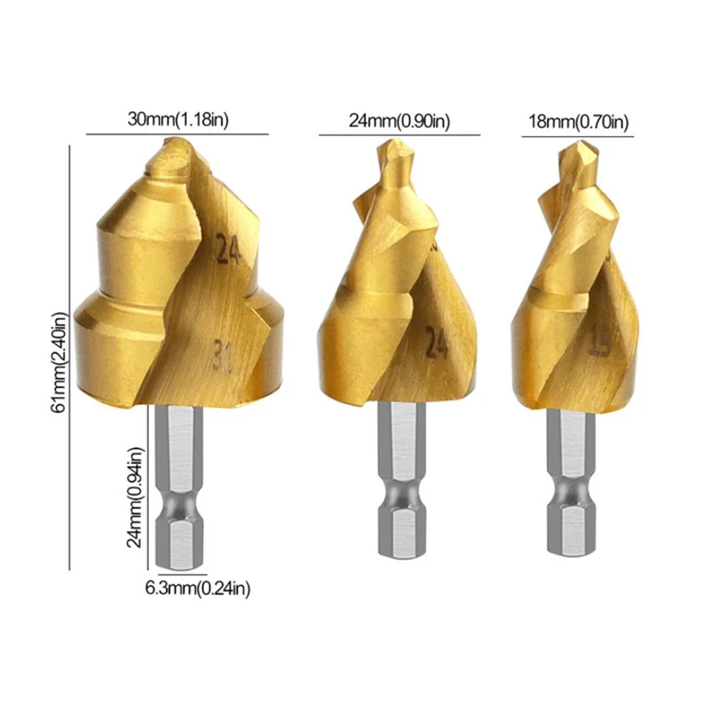 3pcs PPR Lifting Drill Bit Hexagon Shank Drill Bits For Water Pipe Expansion Punch HSS Electric Drill Power Tools Accessories