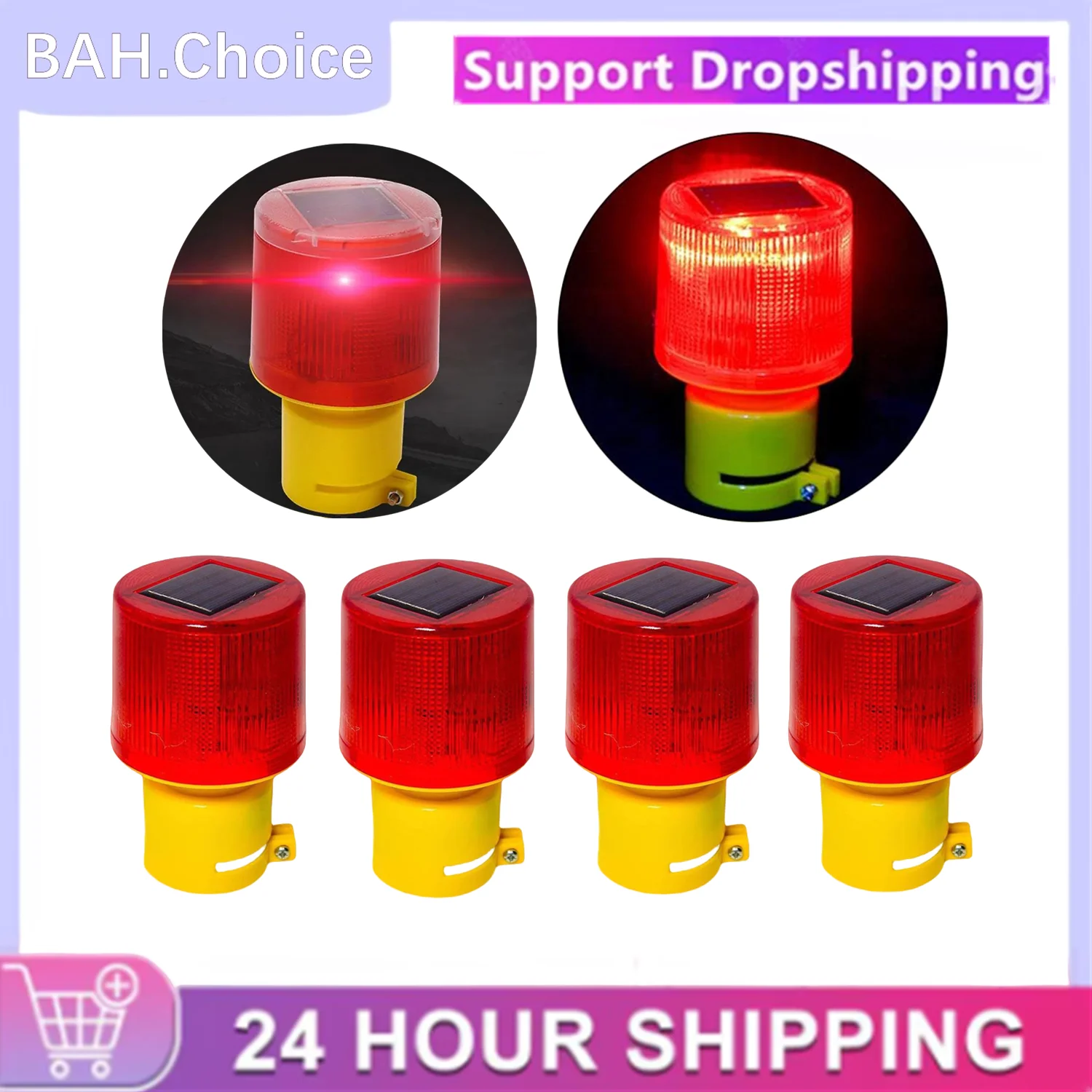 

1/4Pcs Strobe Signal Warning Solar Light Flashing lights for fence construction Ceiling Security Alarm Flashing Lamp