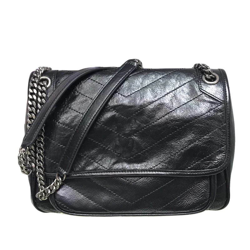 

Большая кожаная сумка Niki Capaci, новинка 2025 года, плиссированная сумка через плечо с цепочкой на одно плечо, женская сумка из натуральной кожи