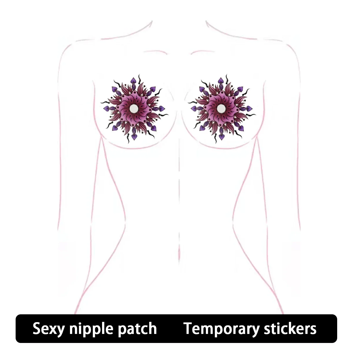 Sexy chest and breast temporary stickers, waterproof and sweat proof colored breast stickers, trendy new tattoos