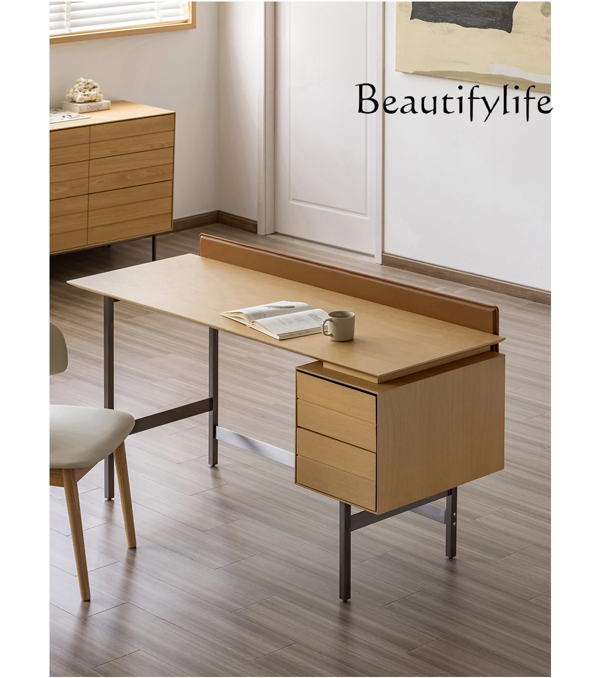 Solid wood desk light luxury modern senior study office log style home computer desk workbench